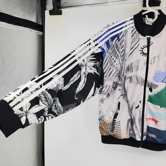 Adidas Originals x Farm Rio Multi Print Floral Hawaiian Bomber Track Jacket S - Picture 3 of 14